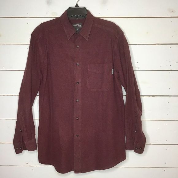Woolrich Button Up Shirt Long Sleeve Cotton Ruby - Picture 1 of 7